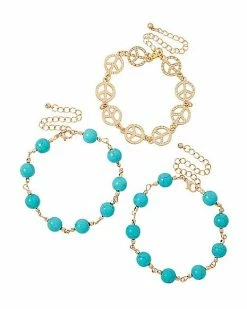 Outlet 😀 '60s Teal Peace Sign Bracelet Set 💯
