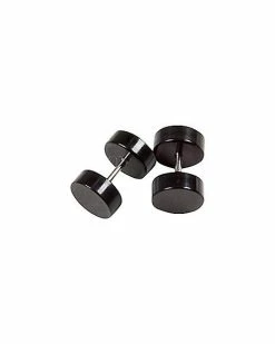 Flash Sale ✔️ Black Plain Fake Plug Earrings 2 Pack - 16 Gauge 🔥
