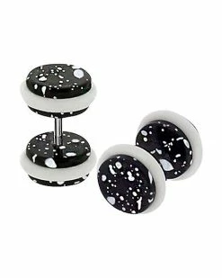 Hot Sale ⭐ Black Splatter Fake Plug Set - 16 Gauge ✨