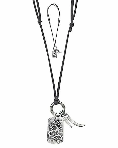 Best Pirce π₯ Leather Horn and Dragon πΆ Dog Tag Necklace π 3 Best Pirce π₯ Leather Horn and Dragon πΆ Dog Tag Necklace π