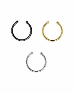 Top 10 😉 Black Basic Fake Septum Ring 3 Pack ❤️