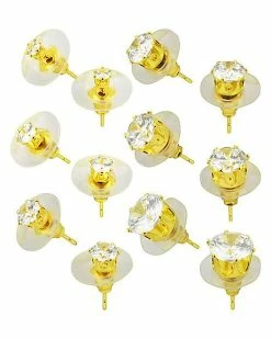 Best Sale ⭐ Round CZ Stud Earrings - 6 Pair 🔔