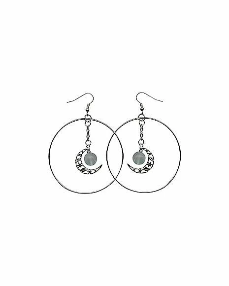Discount ⌛ Dangle Beaded Moon Hoop Earrings ✔️