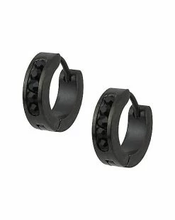 Budget ✔️ Black On Black CZ Huggie Hoop Earrings - 18 Gauge 🥰