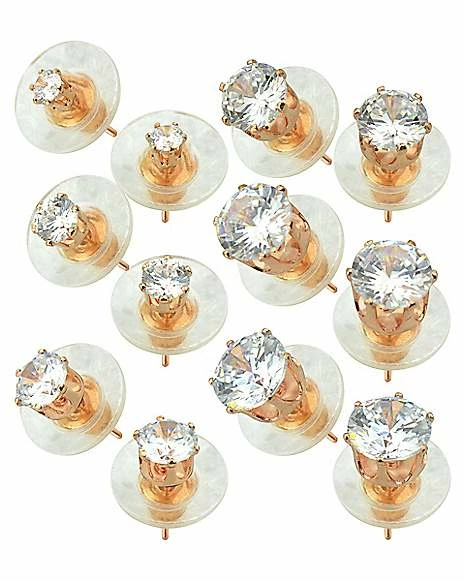 Deals ๐ Rose Goldplated Circle CZ Stud Earrings 6 Pair - 20 Gauge ๐