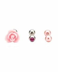 Best deal 🔔 Multi-Pack CZ Rose Cartilage Earrings 3 Pack - 18 Gauge 🎉