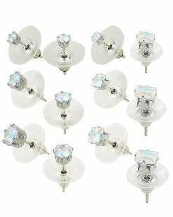 New 😉 Multi-Pack Round CZ Stud Earrings - 6 Pair 😉