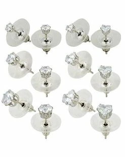 Deals 👏 Multi-Pack Round Heart CZ Stud Earrings - 6 Pair 🧨