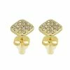 Buy 💯 Goldtone Square Paved CZ Stud Earrings 🔔 -Sun & Moon-shop 03485497 a