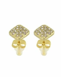 Buy 💯 Goldtone Square Paved CZ Stud Earrings 🔔
