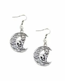 Best reviews of ✨ Celtic Cat Moon Dangle Earrings - 18 Gauge 💯
