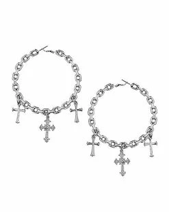 Wholesale 💯 Chain Link Cross Hoop Earrings ❤️