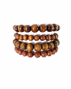 Buy 🎉 Wood Beaded Bracelets - 4 Pack ⭐