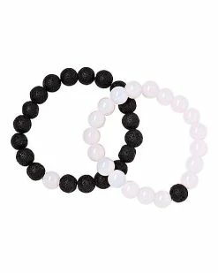 Buy 🔥 Black And White Long Distance Beaded Bracelets - 2 Pack 🎉