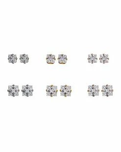 Best Sale ✨ Multi-Pack Clear CZ Stud Earrings - 6 Pair 🛒