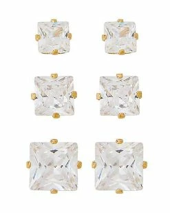 Best Sale 🥰 Multi-Pack CZ Square Stud Earrings - 20 Gauge ❤️