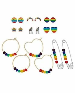 Cheap 👏 Multi-Pack Rainbow Pride Earrings - 9 Pair 🧨