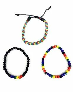 Wholesale 🥰 Multi-Pack Rainbow Beaded and Braided Bracelets - 3 Pack 🌟