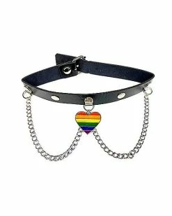 Discount 🎁 Rainbow Heart Pride Chain Choker Necklace 🔔