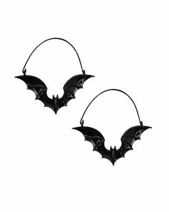 Buy 👍 Black Bat Hoop Earrings ✨