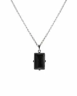 Best Sale 💯 Onyx Silvertone Square Pendant Necklace 👏