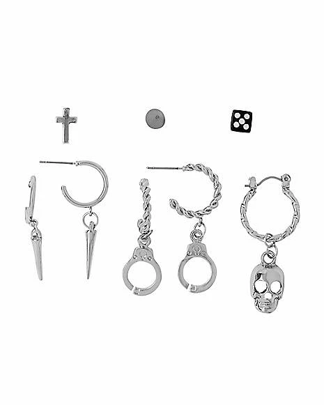 Discount π Skull Dice and Handcuff Earrings - 6 Pack π 3 Discount π Skull Dice and Handcuff Earrings - 6 Pack π