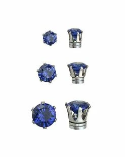 Discount 👏 Multi-Pack CZ Blue Fake Magnetic Earrings - 3 Pair 🔥
