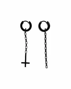 Cheap 🌟 Black Upside Down Cross Dangle Earrings ⌛