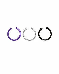 Best Pirce ⭐ Silvertone Fake Septum Ring - 3 Pack 😉