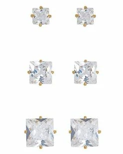 Best Pirce 🥰 Multi-Pack Clear CZ Stud Earring 3 Pack – 20 Gauge ✨