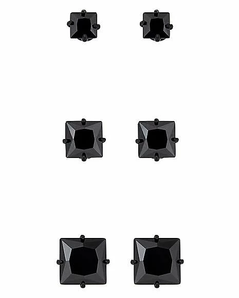Best Pirce ๐ฅฐ Multi-Pack Black CZ Titanium Stud Earrings 3 Pair โ 20 Gauge ๐