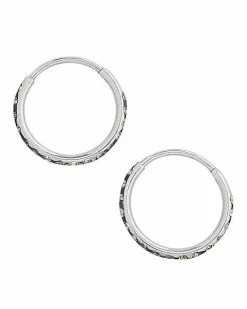 Best Pirce ⌛ Silvertone CZ Hinge Hoops - 20 Gauge ✔️