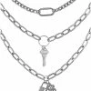 Budget ✔️ Multi-Strand Lock and Dollar Sign Chain Necklace 💯 -Sun & Moon-shop 03665338 a