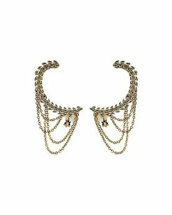 Cheap ⌛ Goldtone Laurel Wreath Chain Ear Cuffs ✔️