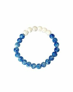 Best Pirce 🛒 Blue and White Lava Bead Bracelet ❤️