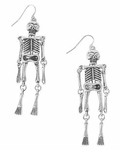 Outlet ⌛ Silvertone Skeleton Dangle Earrings ⭐
