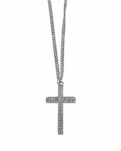 Flash Sale 👍 Silvertone Cross Curb Chain Necklace ✔️