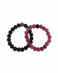 Flash Sale 🛒 Black and Pink Long Distance Beaded Bracelets – 2 Pack 😉