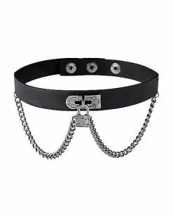 Wholesale ✨ Skull Lock and Chain Collar Choker Necklace 👍