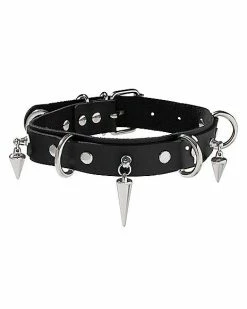 Top 10 🧨 Faux Leather Spike Dangle Choker Necklace 👍