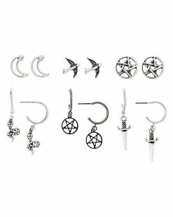 New 😀 Multi-Pack Snake Pentagram and Dagger Earrings - 6 Pair 💯