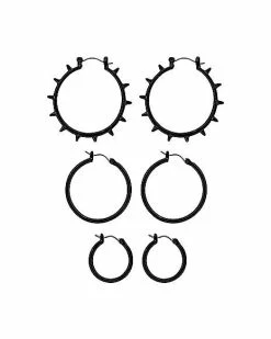 Best reviews of 👍 Multi-Pack Black Spike Hoop Earrings - 3 Pairs 🛒
