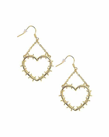 Coupon โญ Gold Heart Barb Wire Fish Hook Dangle Earrings ๐ 3 Coupon โญ Gold Heart Barb Wire Fish Hook Dangle Earrings ๐