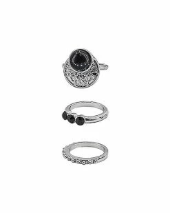 Best deal 💯 Multi-Pack Black and Silvertone Rings - 3 Pack 👍