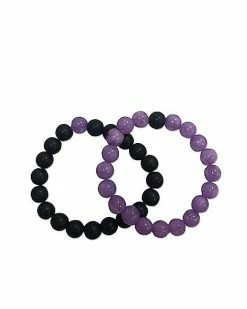 Outlet 🔥 Black and Purple Long Distance Beaded Bracelets – 2 Pack ❤️