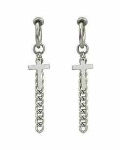 Promo 🎁 Cross Chain Fake Dangle Hoop Earrings 🌟