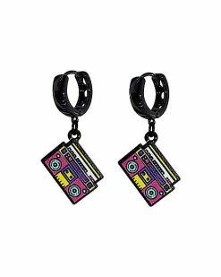 Wholesale 🤩 Boombox Dangle Huggie Earrings – 18 Gauge 😍