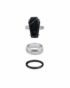 Best deal 😍 Multi-Pack Black Coffin Rings – 3 Pack 😀