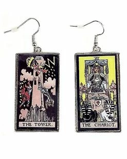 Best Sale ✔️ Tarot The Tower and The Chariot Dangle Earrings ⭐