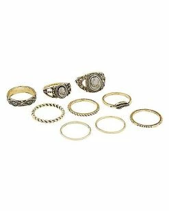 Hot Sale ⌛ Multi-Pack Goldplated Hematite Rings - 9 Pack 😍
